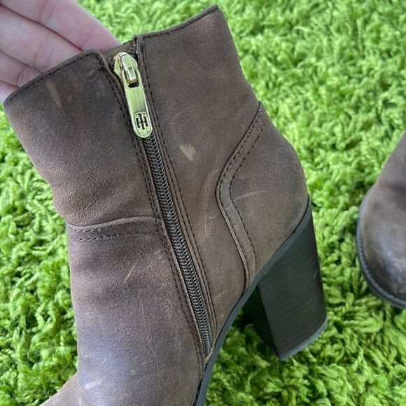LEATHER TOMMY HILFIGER BOOTS ANKLE 6.5 - Picture 6 of 10